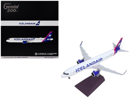 Airbus A321neo Commercial Aircraft "Icelandair" (TF-IAA) White with Blue and Pink Tail "Gemini 200" Series 1/200 Diecast Model by GeminiJets-GeminiJets-ModelCars.com
