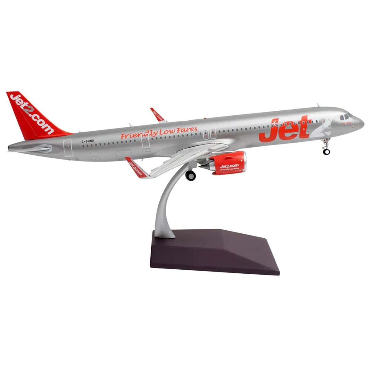Airbus A321neo Commercial Aircraft "Jet2" (G-SUNO) Silver with Red Tail "Gemini 200" Series 1/200 Diecast Model Airplane by GeminiJets-GeminiJets-ModelCars.com