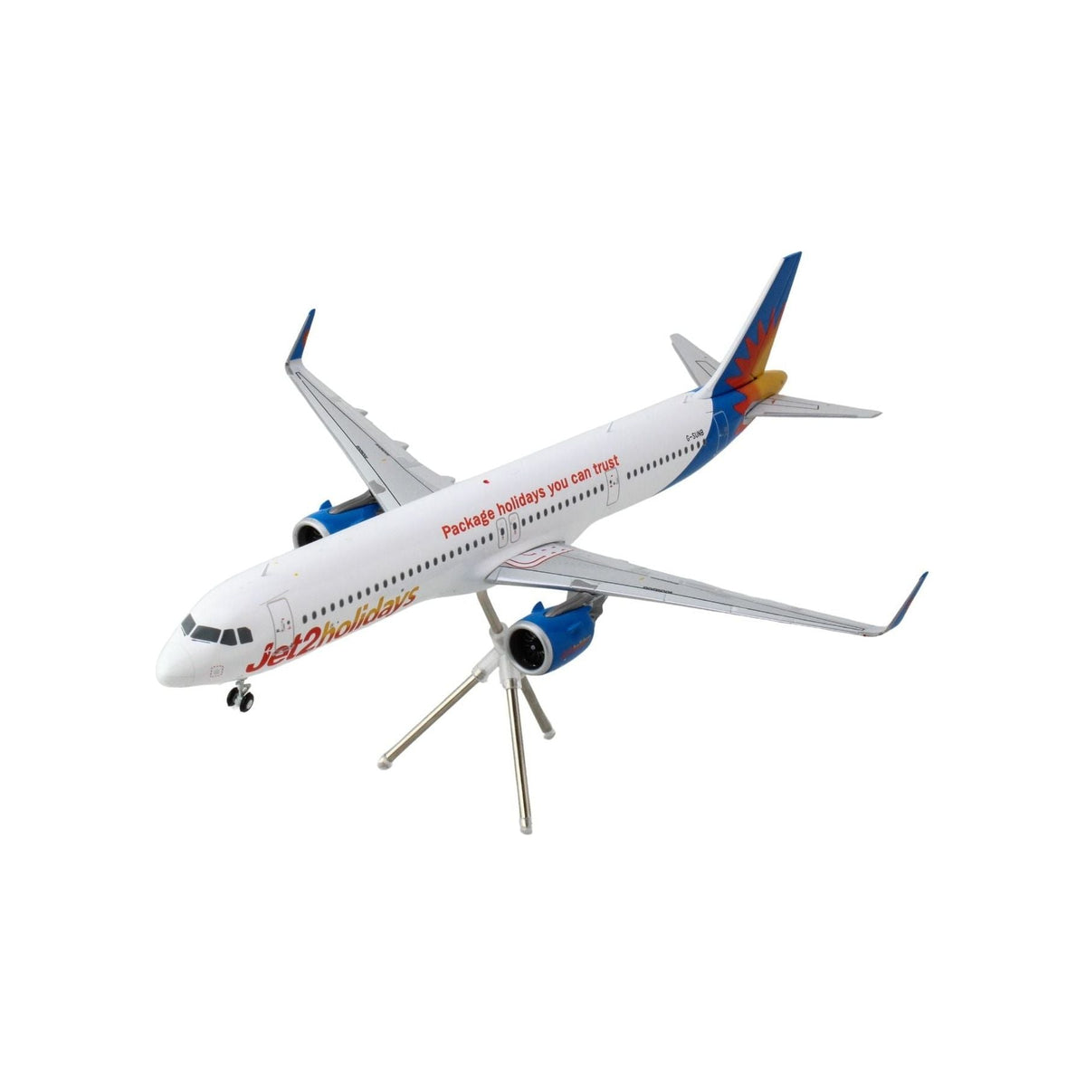 Airbus A321neo Commercial Aircraft "Jet2Holidays" (G-SUNB) White with Tail Graphics "Gemini 200" Series 1/200 Diecast Model Airplane by GeminiJets-GeminiJets-ModelCars.com