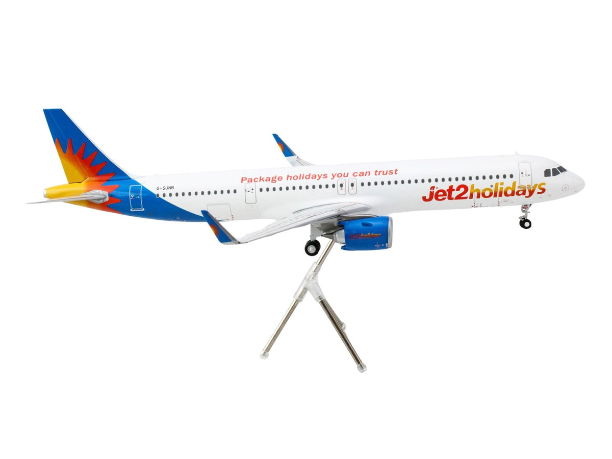 Airbus A321neo Commercial Aircraft "Jet2Holidays" (G-SUNB) White with Tail Graphics "Gemini 200" Series 1/200 Diecast Model Airplane by GeminiJets-GeminiJets-ModelCars.com