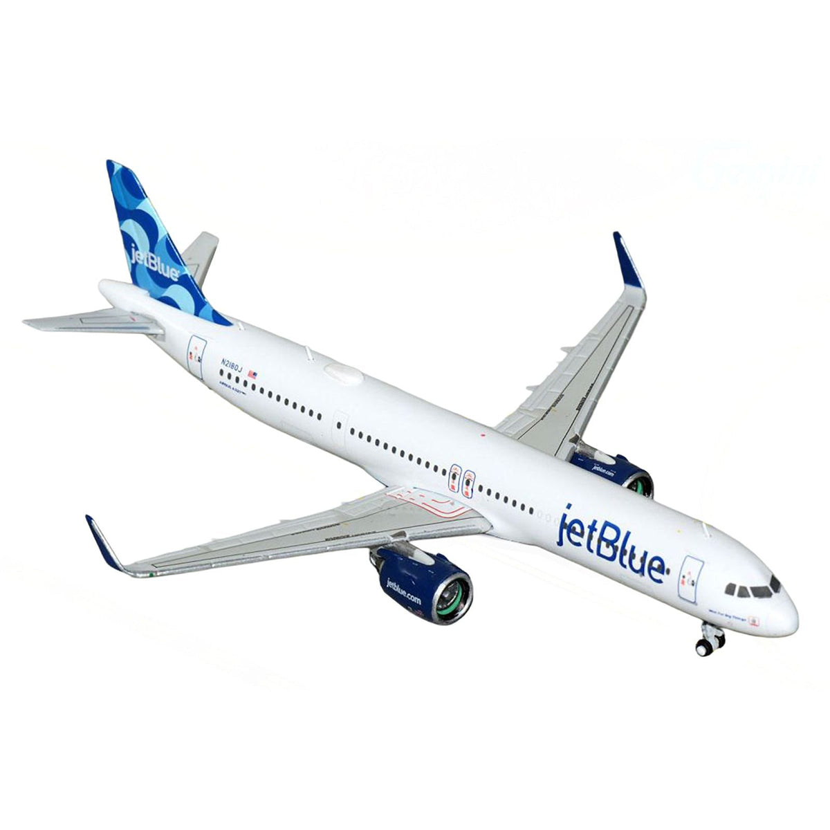 Airbus A321neo Commercial Aircraft "JetBlue Airways" (N2180J) White with Blue Tail 1/400 Diecast Model Airplane by GeminiJets-GeminiJets-ModelCars.com