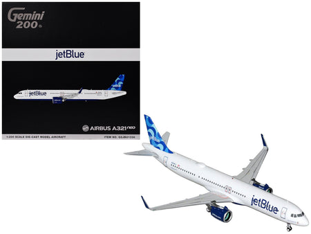 Airbus A321neo Commercial Aircraft "JetBlue Airways" (N2180J) White with Blue Tail "Gemini 200" Series 1/200 Diecast Model by GeminiJets-GeminiJets-ModelCars.com