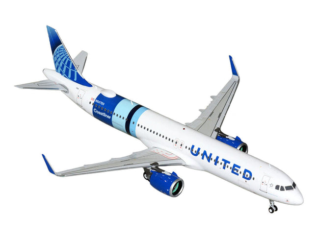 Airbus A321neo Commercial Aircraft "United Airlines Coastliner" (N94750) White with Blue Stripes "Gemini 200" Series 1/200 Diecast Model Airplane by GeminiJets-GeminiJets-ModelCars.com