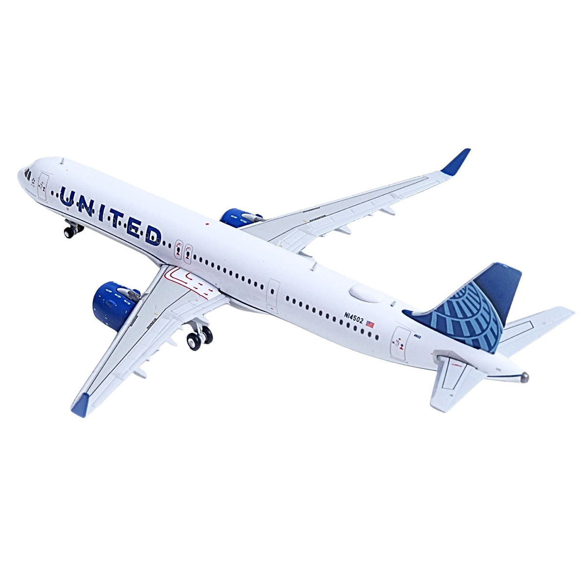 Airbus A321neo Commercial Aircraft "United Airlines" (N14502) White with Blue Tail 1/400 Diecast Model Airplane by GeminiJets-GeminiJets-ModelCars.com