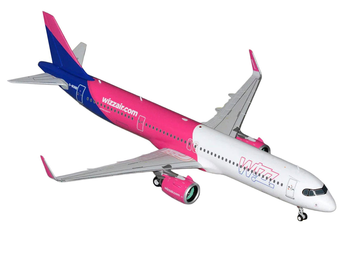 Airbus A321neo Commercial Aircraft "Wizz Air" (G-WUNB) White and Pink with Purple Tail "Gemini 200" Series 1/200 Diecast Model by GeminiJets-GeminiJets-ModelCars.com
