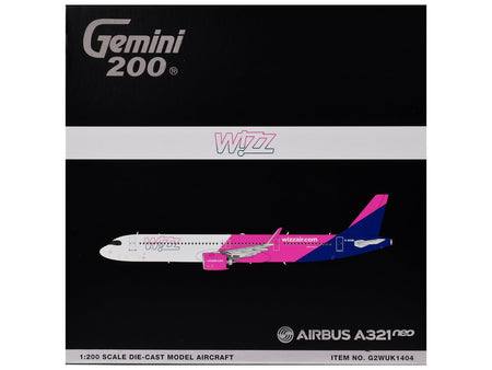 Airbus A321neo Commercial Aircraft "Wizz Air" (G-WUNB) White and Pink with Purple Tail "Gemini 200" Series 1/200 Diecast Model by GeminiJets-GeminiJets-ModelCars.com
