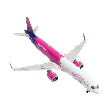 Airbus A321neo Commercial Aircraft "Wizz Air UK" (G-WUNB) White and Pink with Purple Tail 1/400 Diecast Model Airplane by GeminiJets-GeminiJets-ModelCars.com