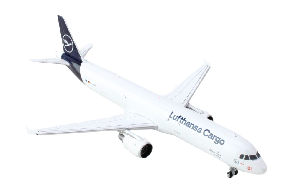 Airbus A321P2F Commercial Aircraft "Lufthansa Cargo" (D-AEUC) White with Blue Tail 1/400 Diecast Model Airplane by GeminiJets-GeminiJets-ModelCars.com