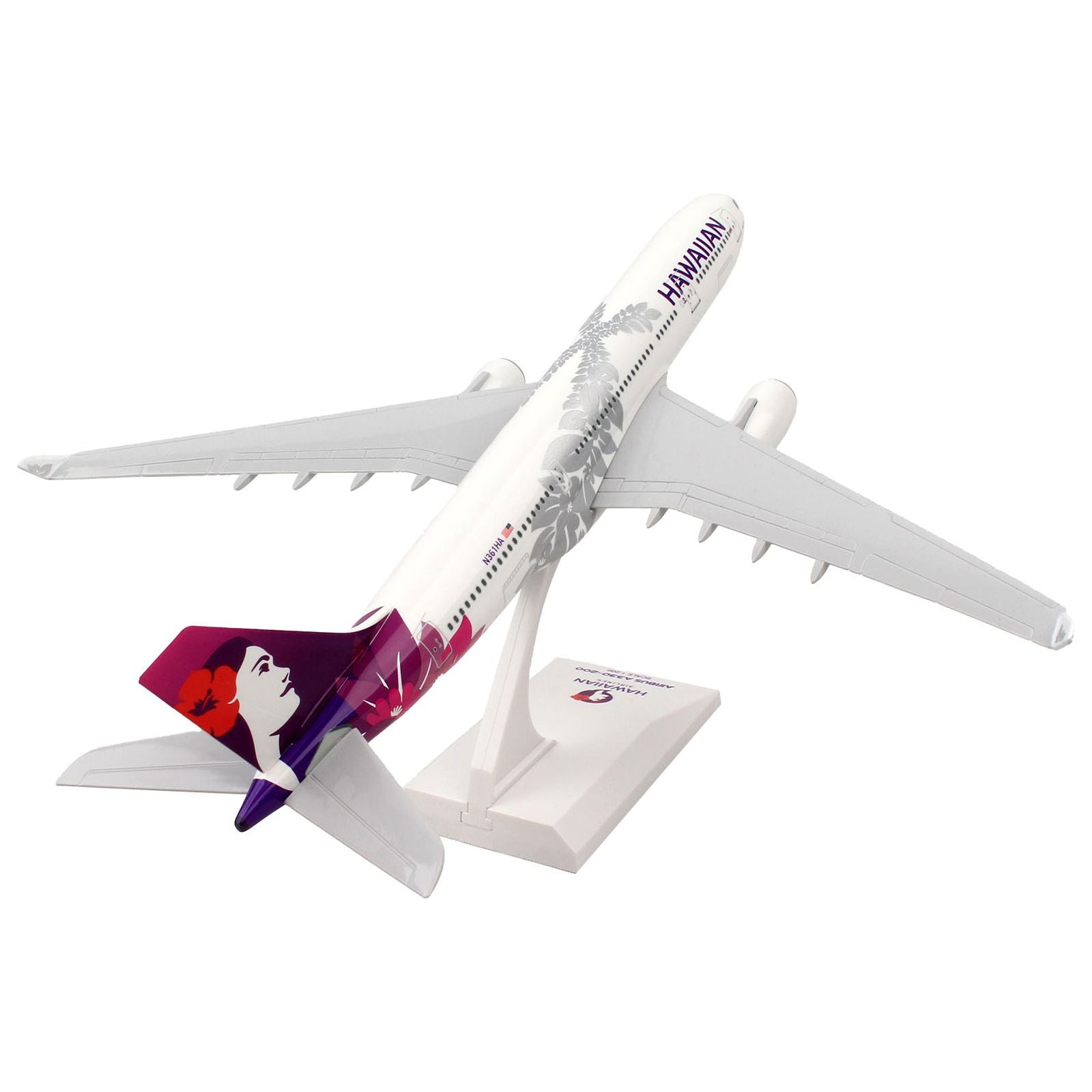 Airbus A330 - 200 Commercial Aircraft "Hawaiian Airlines" (N361HA) White with Purple Tail (Snap - Fit) 1/200 Plastic Model by Skymarks - Skymarks - ModelCars.com