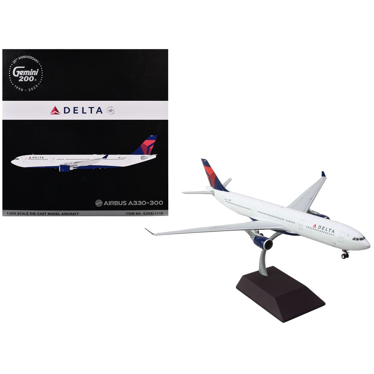 Airbus A330-300 Commercial Aircraft "Delta Air Lines" (N829NW) White with Blue and Red Tail "Gemini 200" Series 1/200 Diecast Model Airplane by GeminiJets-GeminiJets-ModelCars.com
