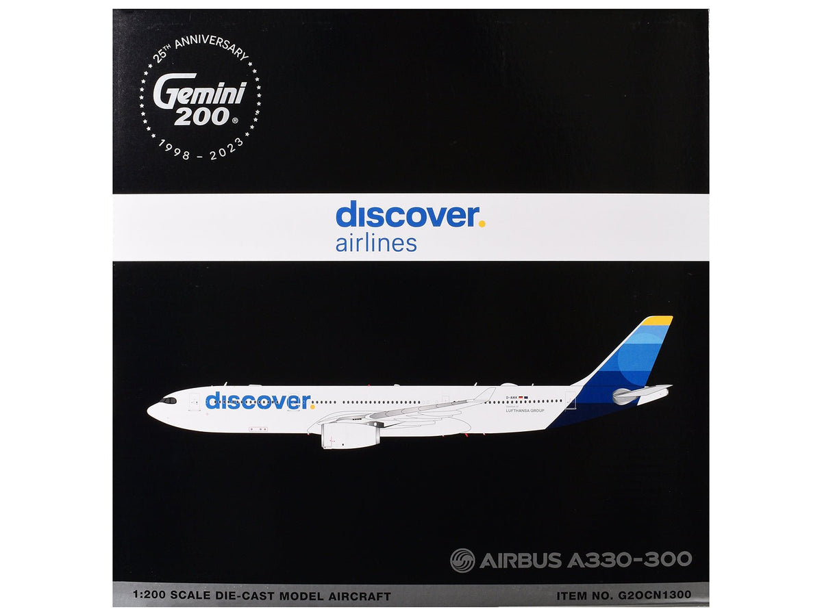 Airbus A330-300 Commercial Aircraft "Discover Airlines" (D-AIKK) White with Blue Tail "Gemini 200" Series 1/200 Diecast Model Airplane by GeminiJets-GeminiJets-ModelCars.com