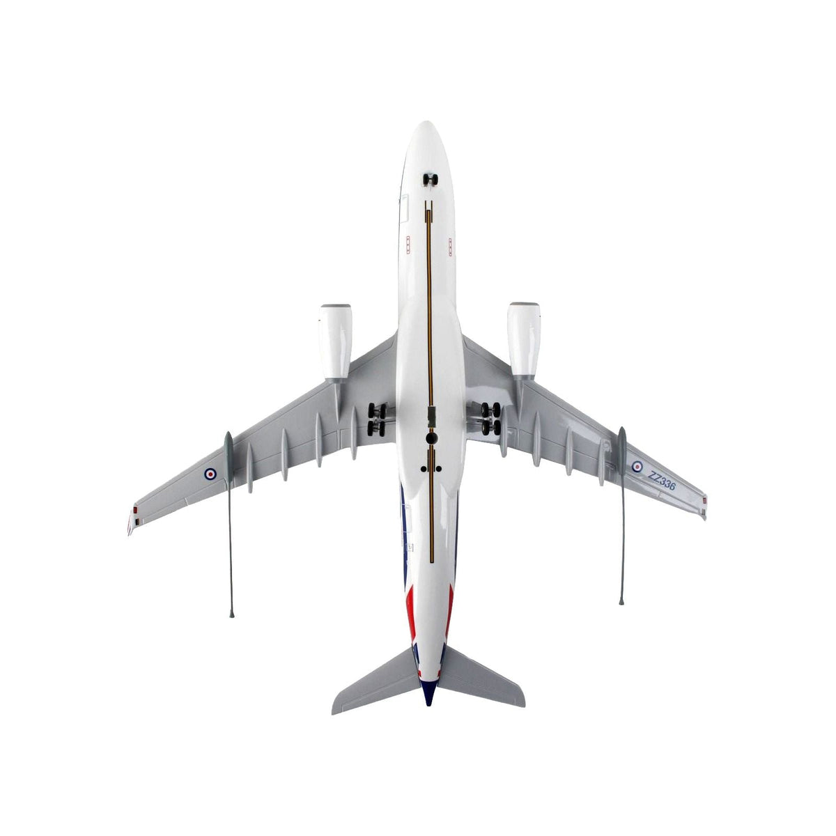 Airbus A330 MRTT Voyager Commercial Aircraft with Landing Gear "United Kingdom Royal Air Force" (ZZ336) White with Red and Blue Stripes (Snap - Fit) 1/200 Plastic Model by Skymarks - Skymarks - ModelCars.com