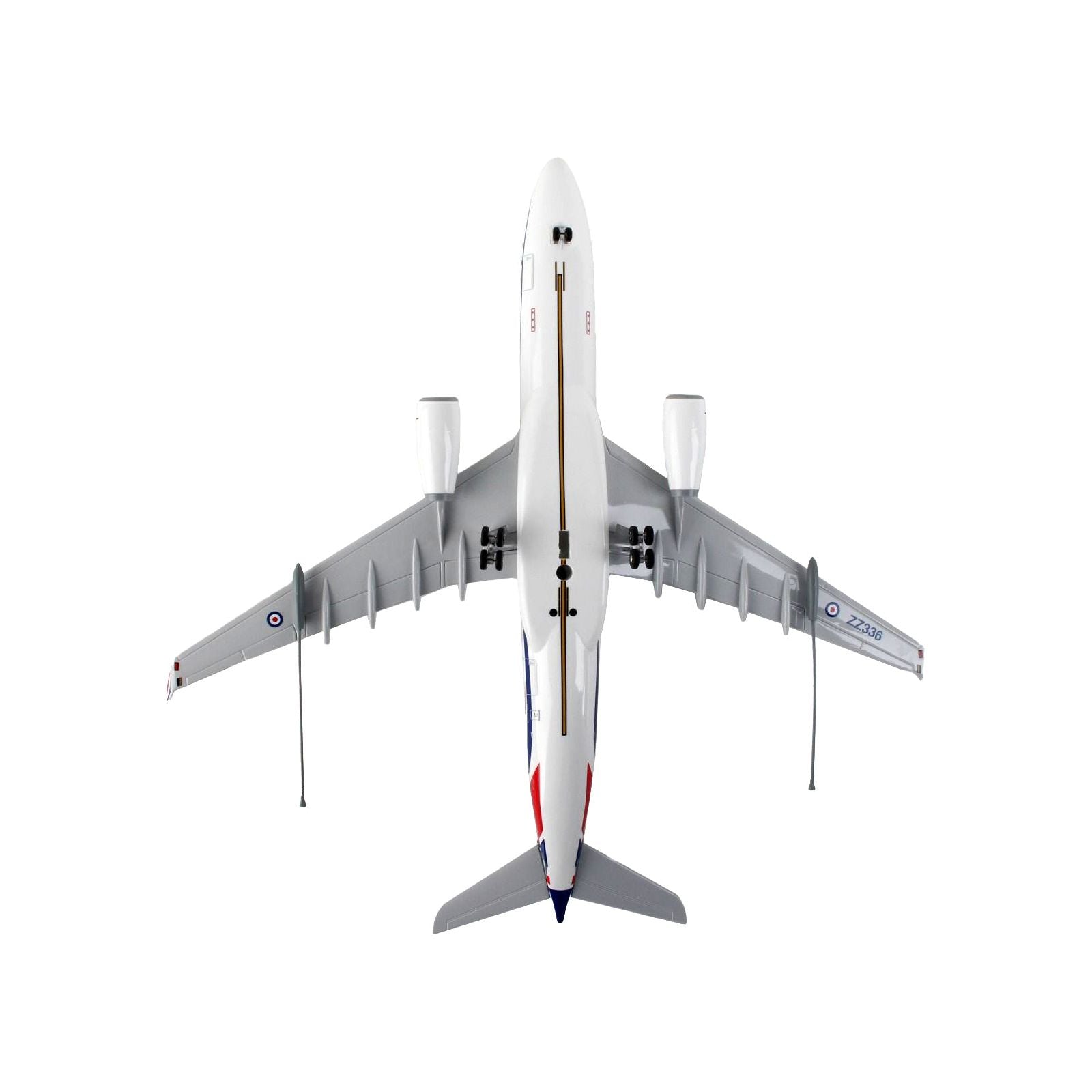 Airbus A330 MRTT Voyager Commercial Aircraft with Landing Gear "United Kingdom Royal Air Force" (ZZ336) White with Red and Blue Stripes (Snap - Fit) 1/200 Plastic Model by Skymarks - Skymarks - ModelCars.com