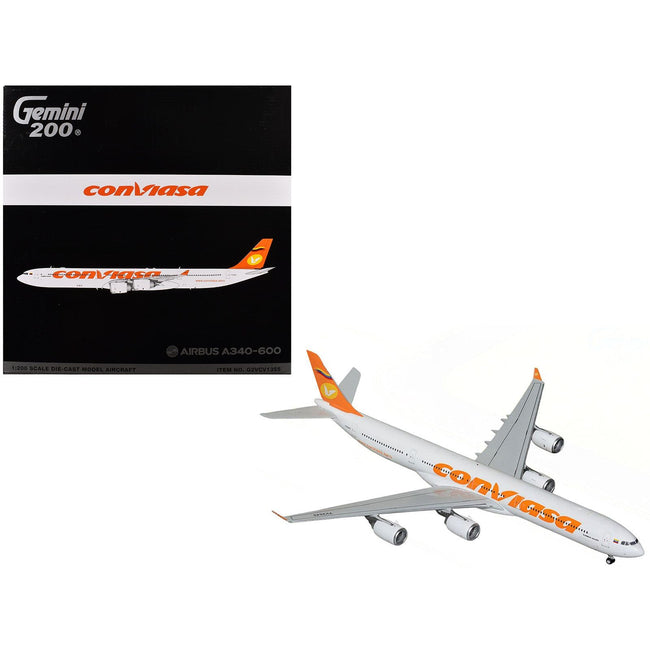 Airbus A340-600 Commercial Aircraft "Linea Aerea Conviasa" (YV3545) White with Orange Tail "Gemini 200" Series 1/200 Diecast Model Airplane by GeminiJets-GeminiJets-ModelCars.com