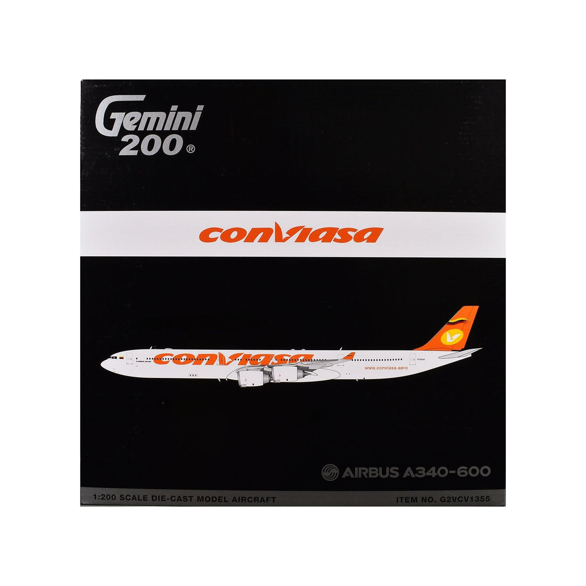 Airbus A340-600 Commercial Aircraft "Linea Aerea Conviasa" (YV3545) White with Orange Tail "Gemini 200" Series 1/200 Diecast Model Airplane by GeminiJets-GeminiJets-ModelCars.com