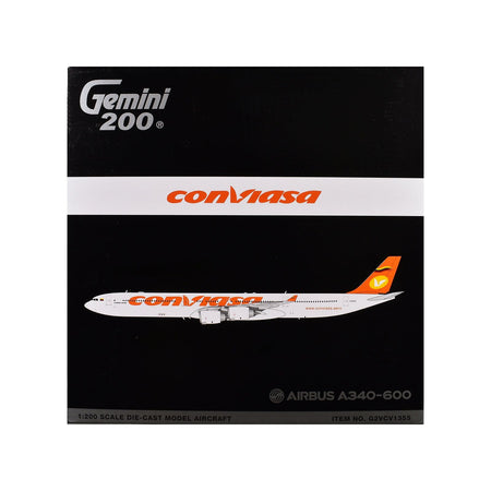 Airbus A340-600 Commercial Aircraft "Linea Aerea Conviasa" (YV3545) White with Orange Tail "Gemini 200" Series 1/200 Diecast Model Airplane by GeminiJets-GeminiJets-ModelCars.com