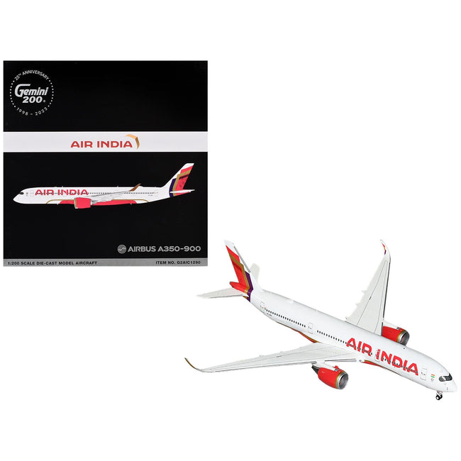 Airbus A350-900 Commercial Aircraft "Air India" (VT-JRH) White with Striped Tail "Gemini 200" Series 1/200 Diecast Model Airplane by GeminiJets-GeminiJets-ModelCars.com