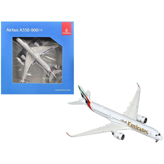 Airbus A350 - 900 Commercial Aircraft "Emirates Airlines" (A6 - EXB) White with Tail Graphics 1/400 Diecast Model Airplane by GeminiJets - GeminiJets - ModelCars.com