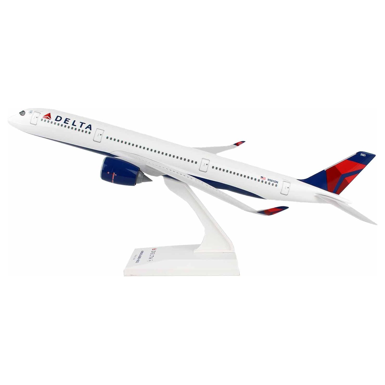 Airbus A350 Commercial Aircraft "Delta Air Lines" (N501DN) White with Red and Blue Tail (Snap - Fit) 1/200 Plastic Model by Skymarks - Skymarks - ModelCars.com