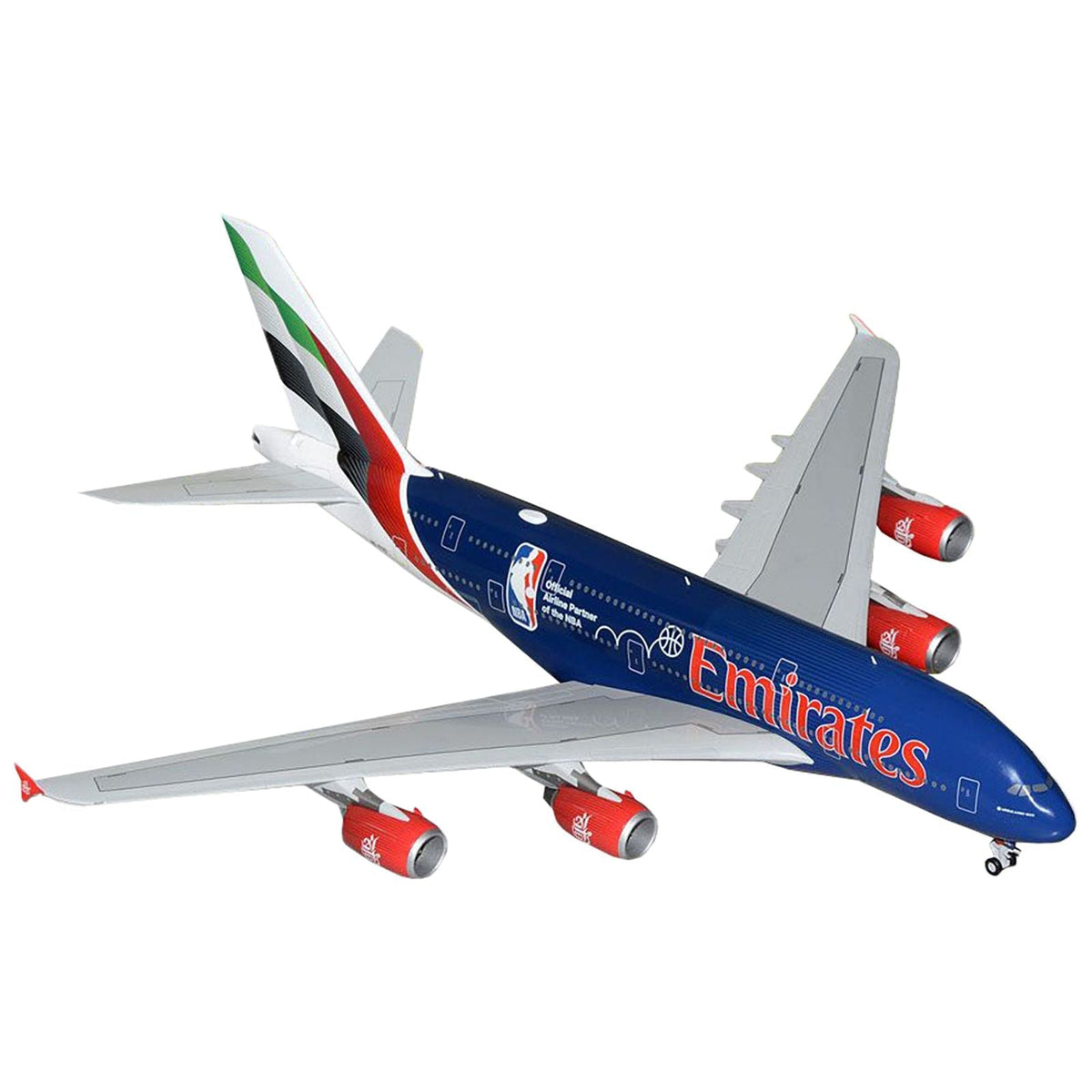 Airbus A380-800 Commercial Aircraft "Emirates Airlines - Official NBA Partner" (A6-EOD) Blue with Tail Graphics "Gemini 200" Series 1/200 Diecast Model Airplane by GeminiJets-GeminiJets-ModelCars.com