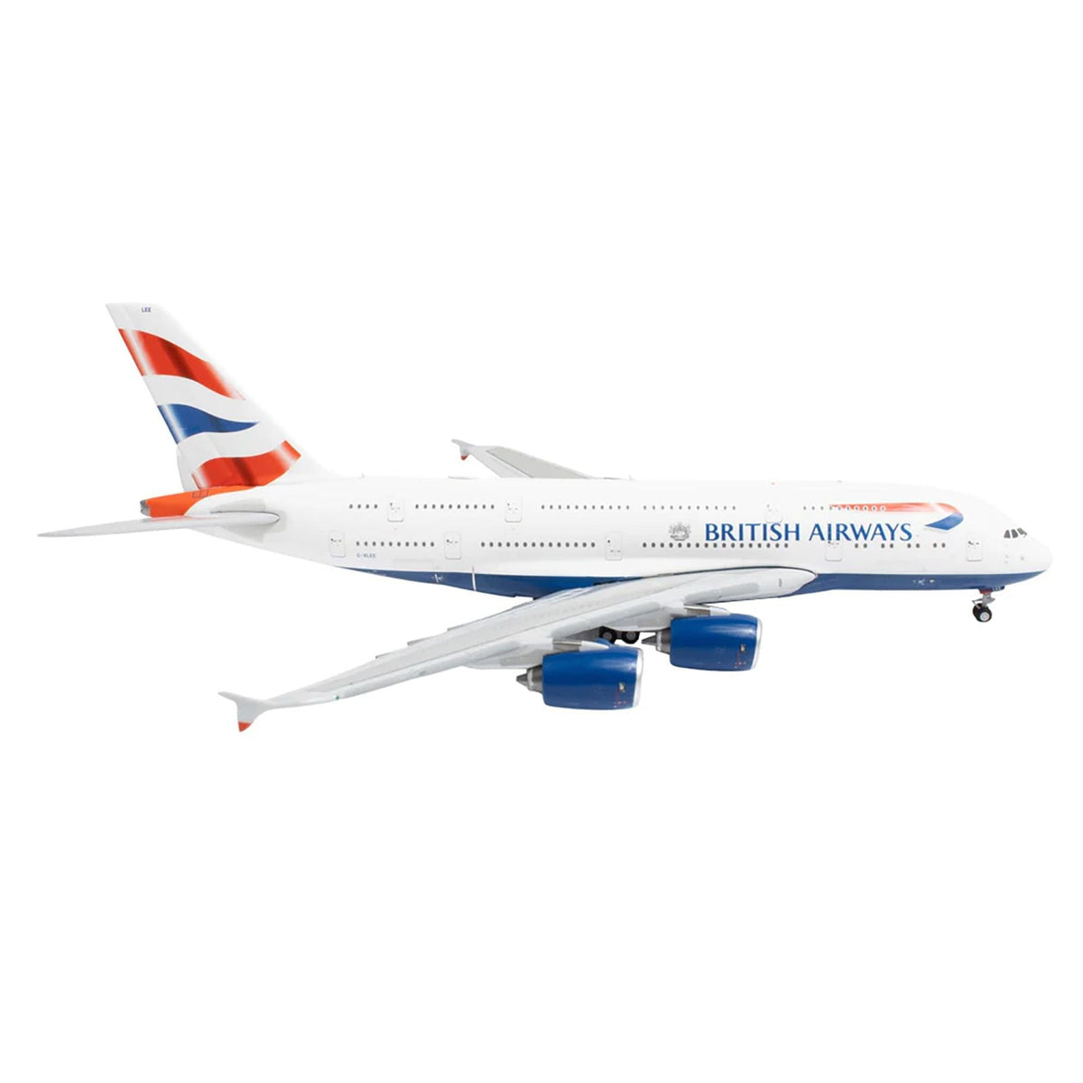 Airbus A380 Commercial Aircraft "British Airways" (G-XLEE) White with Striped Tail 1/400 Diecast Model Airplane by GeminiJets-GeminiJets-ModelCars.com