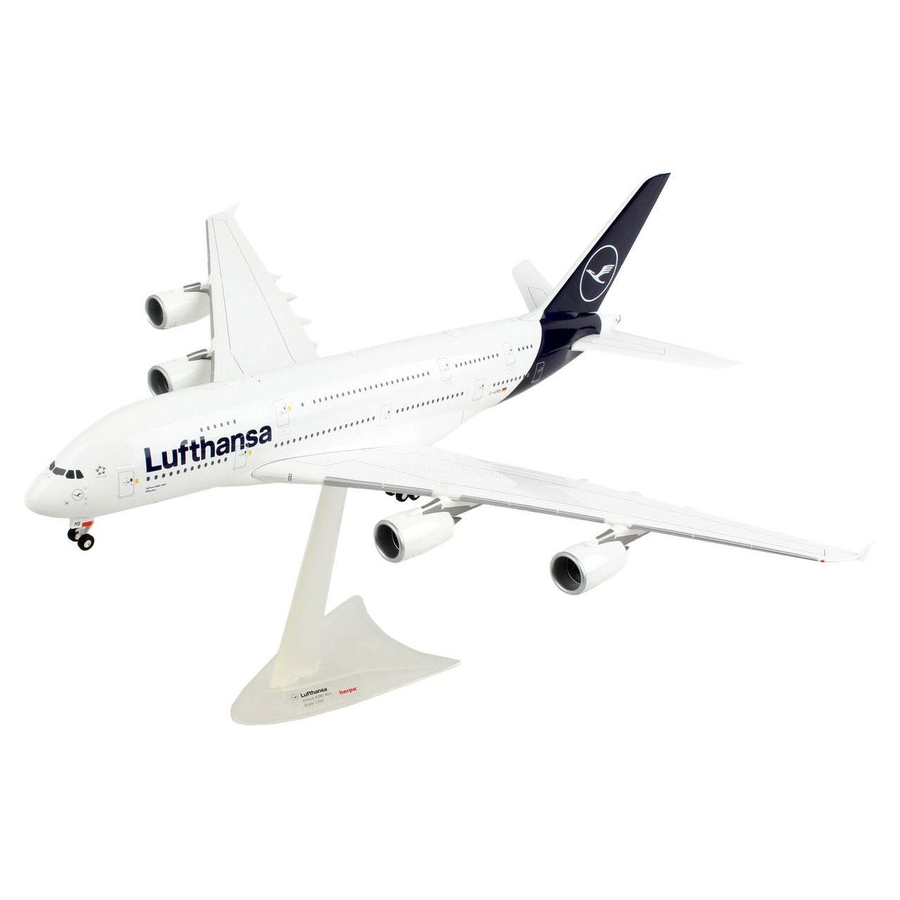 Airbus A380 Commercial Aircraft "Lufthansa" (D - AIMK) White with Dark Blue Tail 1/200 Plastic Model Airplane by Herpa - Herpa - ModelCars.com