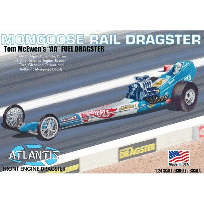Alantis Tom McEwen Mongoose Front Engine Rail Dragster - 1/24 Scale-Atlantis-ModelCars.com