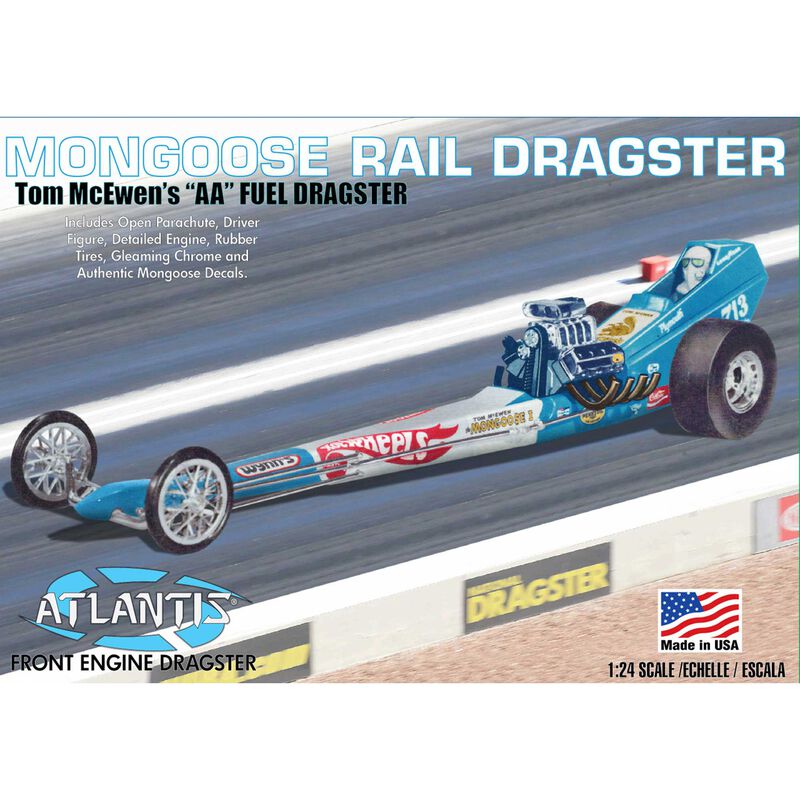 Alantis Tom McEwen Mongoose Front Engine Rail Dragster - 1/24 Scale-Atlantis-ModelCars.com