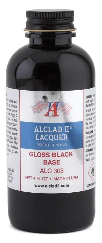 Alclad II ALC-305 Gloss Black Enamel Base Primer Paint 4oz-Alclad Paint-ModelCars.com