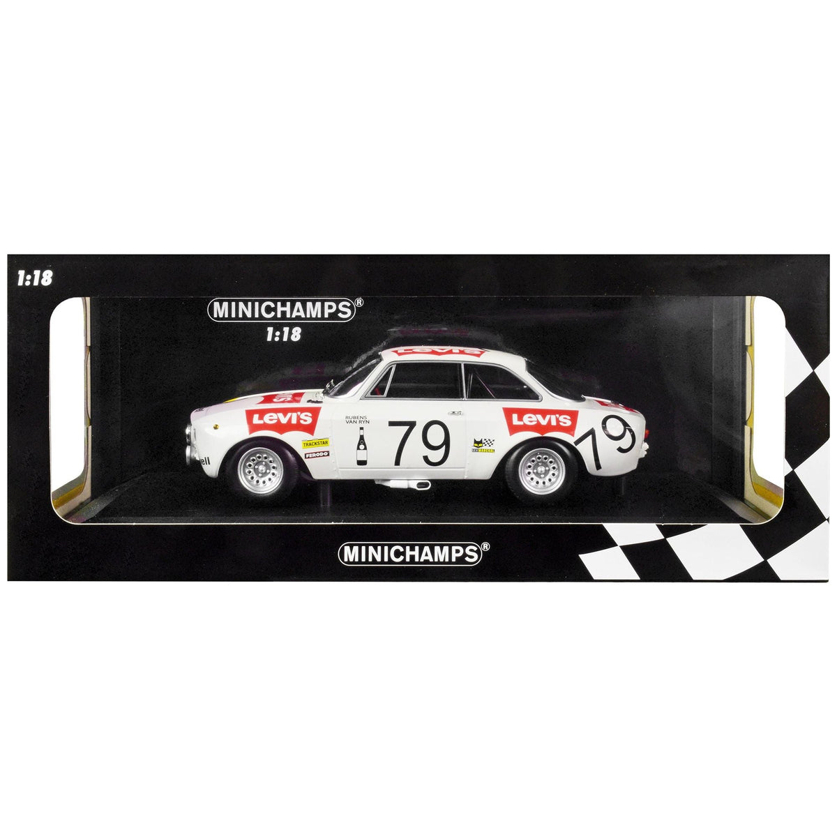 Alfa Romeo 1300 GTA 79 Pierre Rubens - Charles - Axel van Ryn "Levi's" 24 Hours of Spa (1971) Limited Edition to 300 pieces Worldwide 1/18 Diecast Model Car by Minichamps - Minichamps - ModelCars.com