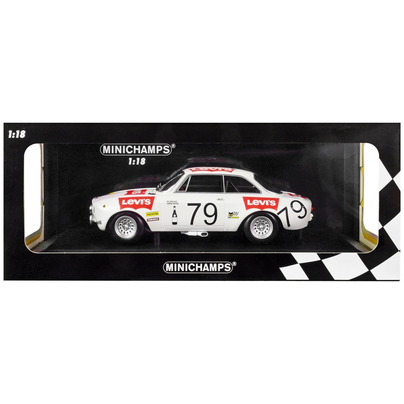 Alfa Romeo 1300 GTA 79 Pierre Rubens - Charles - Axel van Ryn "Levi's" 24 Hours of Spa (1971) Limited Edition to 300 pieces Worldwide 1/18 Diecast Model Car by Minichamps - Minichamps - ModelCars.com