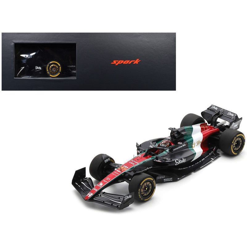 Alfa Romeo C43 77 Valtteri Bottas "F1 Team Stake" Formula One F1 "Italian GP" (2023) and Acrylic Display Case 1/18 Model Car by Spark - Spark - ModelCars.com