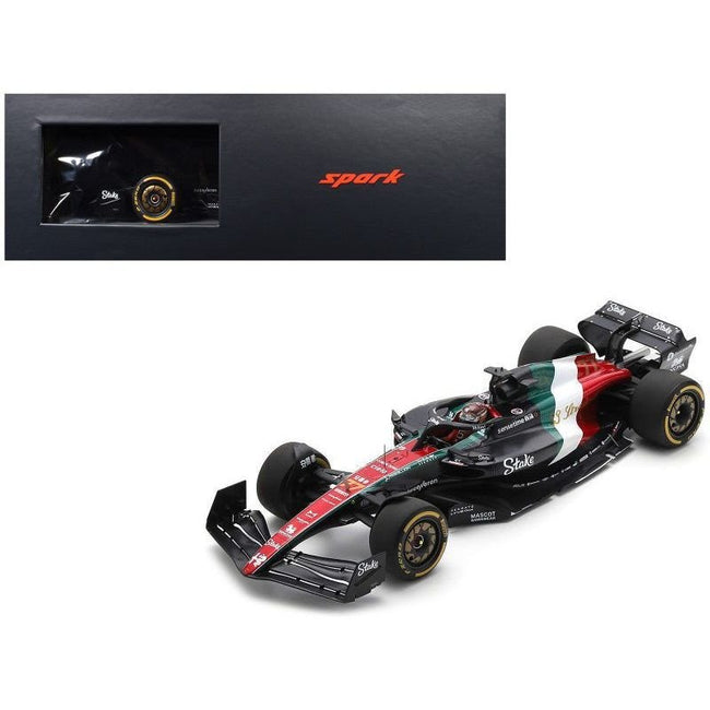 Alfa Romeo C43 #77 Valtteri Bottas "F1 Team Stake" Formula One F1 "Italian GP" (2023) and Acrylic Display Case 1/18 Model Car by Spark-Spark-ModelCars.com