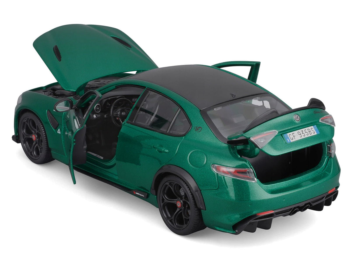 Alfa Romeo Giulia GTA Green Metallic with Carbon Top 1/18 Diecast Model Car by Bburago-Bburago-ModelCars.com