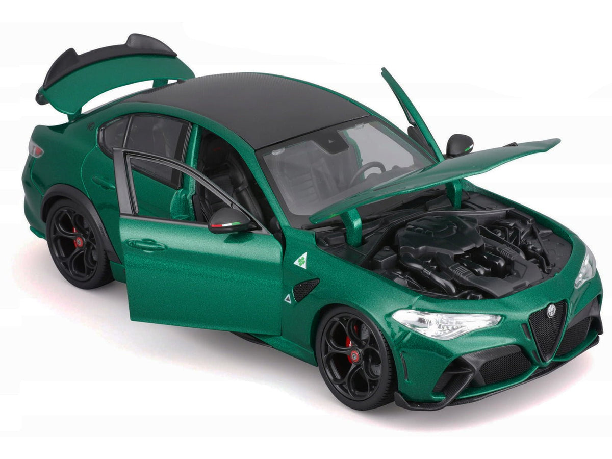 Alfa Romeo Giulia GTA Green Metallic with Carbon Top 1/18 Diecast Model Car by Bburago-Bburago-ModelCars.com