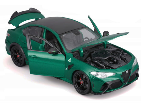 Alfa Romeo Giulia GTA Green Metallic with Carbon Top 1/18 Diecast Model Car by Bburago-Bburago-ModelCars.com