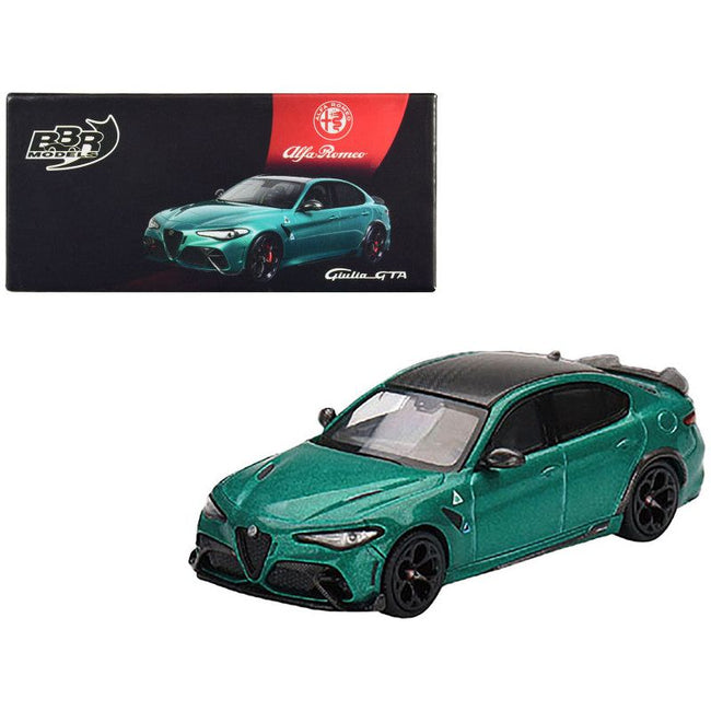 Alfa Romeo Giulia GTA Verde Montreal Green Metallic with Carbon Top 1/64 Diecast Model Car by BBR-BBR-ModelCars.com