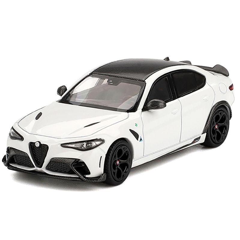 Alfa Romeo Giulia GTA White with Carbon Top 1/64 Diecast Model Car by BBR-BBR-ModelCars.com