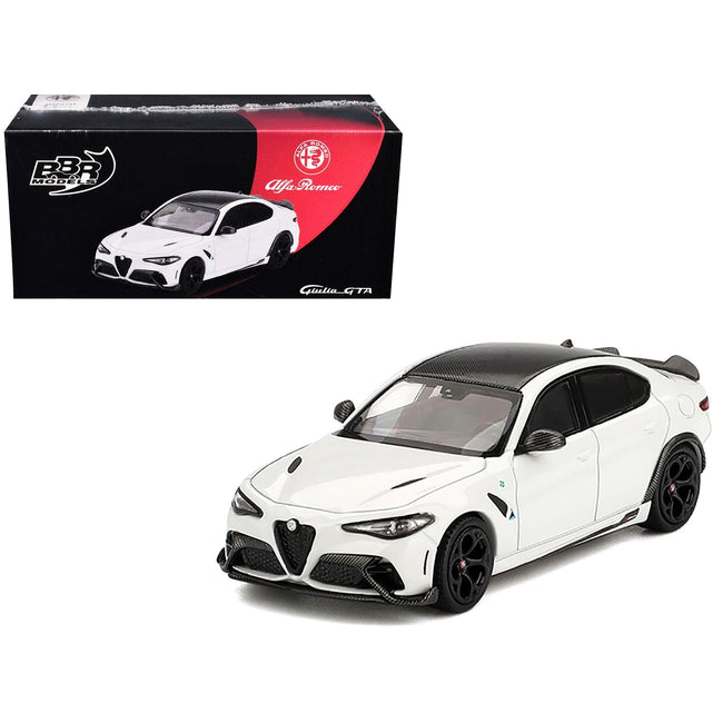 Alfa Romeo Giulia GTA White with Carbon Top 1/64 Diecast Model Car by BBR-BBR-ModelCars.com