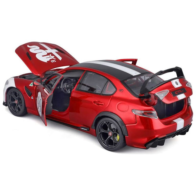 Alfa Romeo Giulia GTAm #99 Red Metallic with Black Top and White Graphics 1/18 Diecast Model Car by Bburago-Bburago-ModelCars.com
