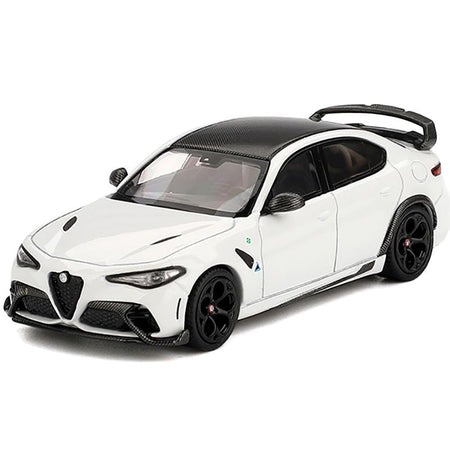 Alfa Romeo Giulia GTAm White with Carbon Top 1/64 Diecast Model Car by BBR-BBR-ModelCars.com
