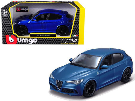 Alfa Romeo Stelvio Quadrifoglio Blue 1/24 Diecast Model Car by Bburago-Bburago-ModelCars.com