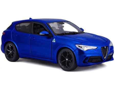 Alfa Romeo Stelvio Quadrifoglio Blue 1/24 Diecast Model Car by Bburago-Bburago-ModelCars.com