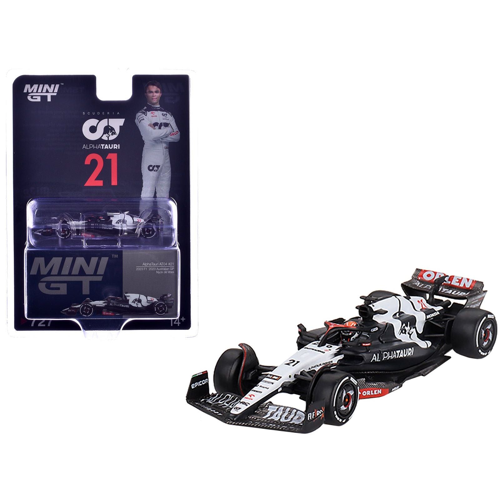 AlphaTauri AT04 21 Nyck de Vries Formula One F1 "Australian GP" (2023) Limited Edition 1/64 Diecast Model Car by Mini GT - Mini GT - ModelCars.com