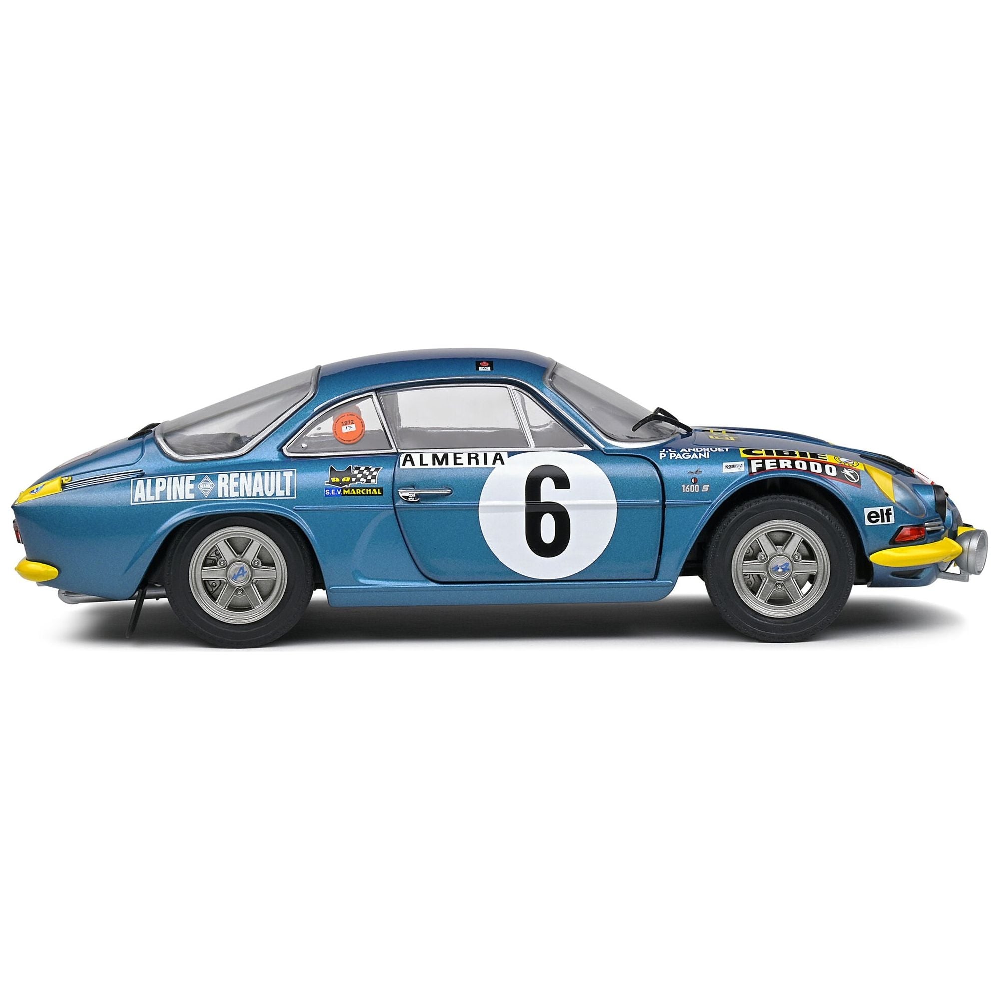 Alpine A110 1600S 6 Jean - Claude Andruet - Pierre Pagani "Rallye Montecarlo" (1972) "Competition" Series 1/18 Diecast Model Car by Solido - Solido - ModelCars.com