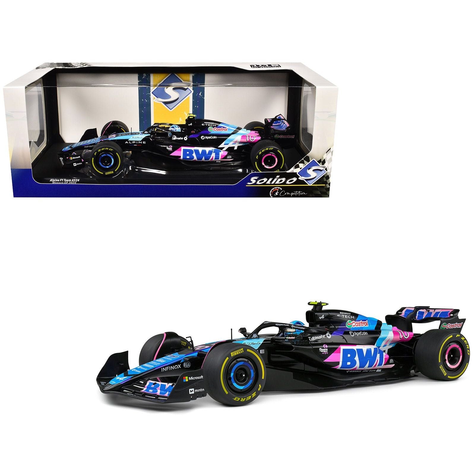 Alpine A524 10 Pierre Gasly "BWT" Formula One F1 Monaco GP (2024) "Competition" Series 1/18 Diecast Model Car by Solido - Solido - ModelCars.com