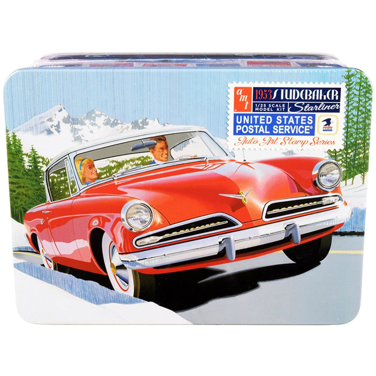 AMT 1/25 1953 Studebaker Starliner-USPS with Collectibles Tin-AMT-ModelCars.com