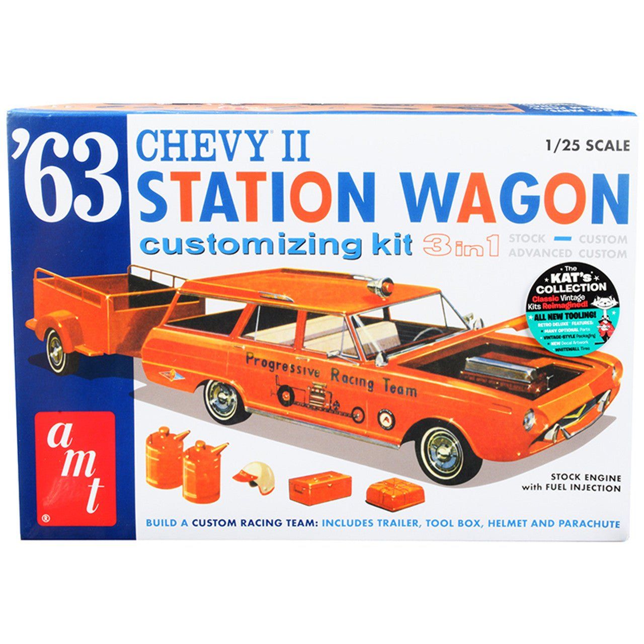 AMT 1/25 1963 Chevy II Station Wagon w/Trailer - AMT - ModelCars.com