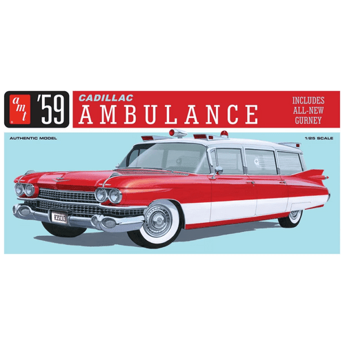 AMT 1395 1/25 1959 Cadillac Ambulance with Gurney-AMT-ModelCars.com