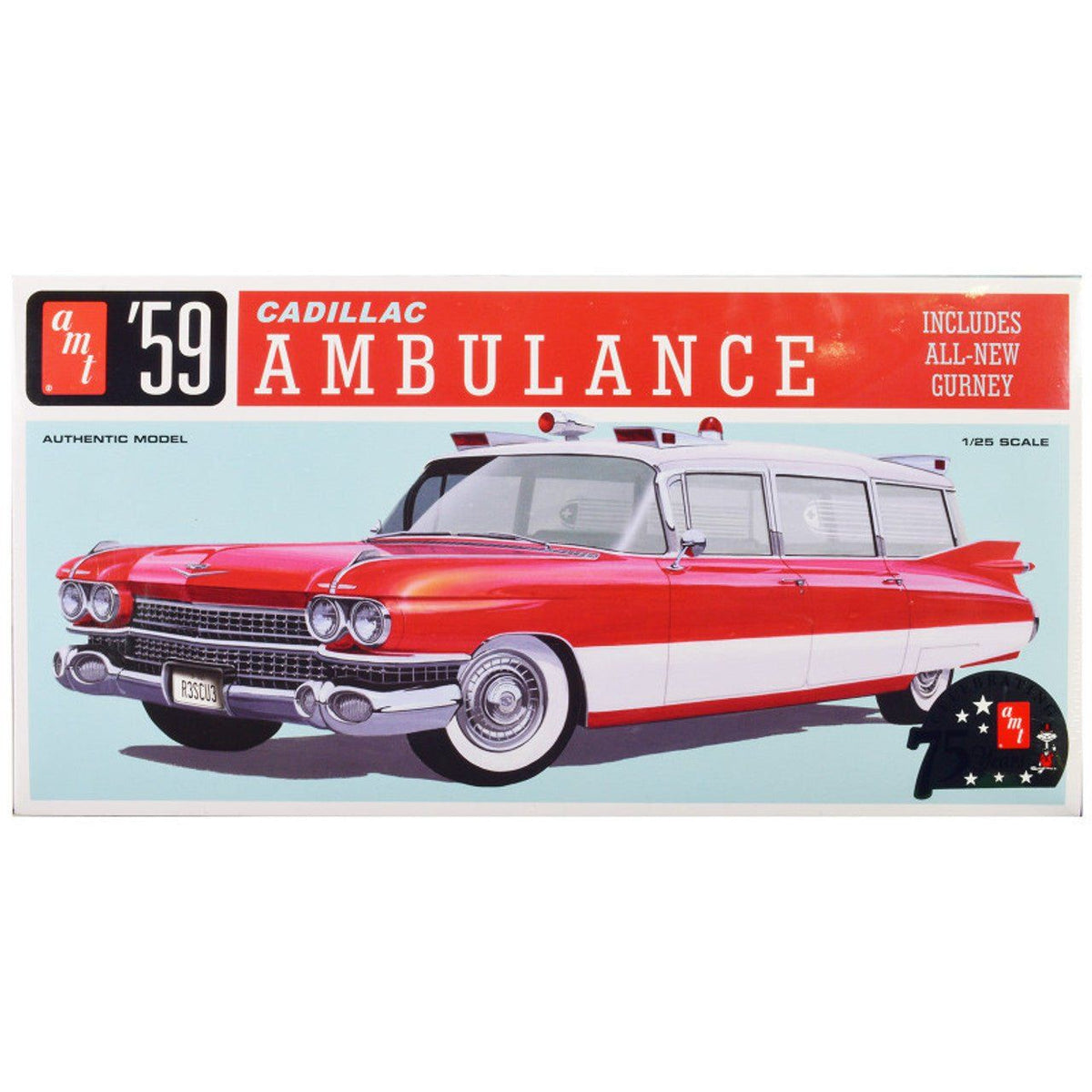 AMT 1395 1/25 1959 Cadillac Ambulance with Gurney-AMT-ModelCars.com